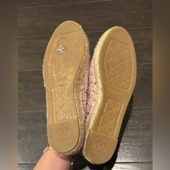 Authentic Chanel Pink Tweed Espadrilles size 9B/39 - Picture 6 of 7